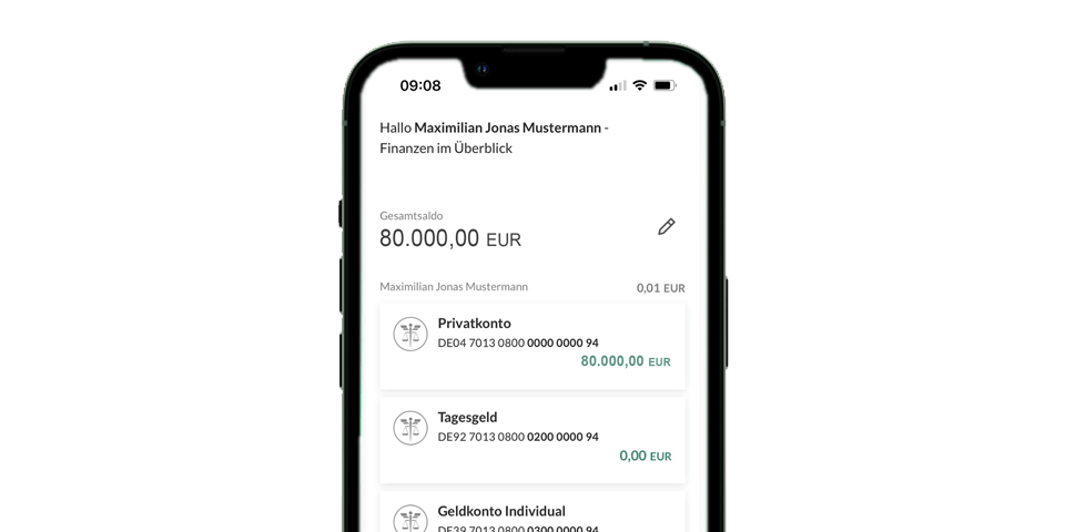 MERKUR PRIVATBANK BANKING-App Kontenübersicht