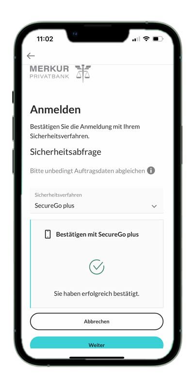 Weiter in der Banking-App